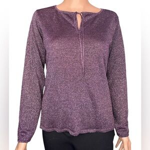 Single Noble Vivente Shimmering Purple Women's Long Sleeve Blouse XL